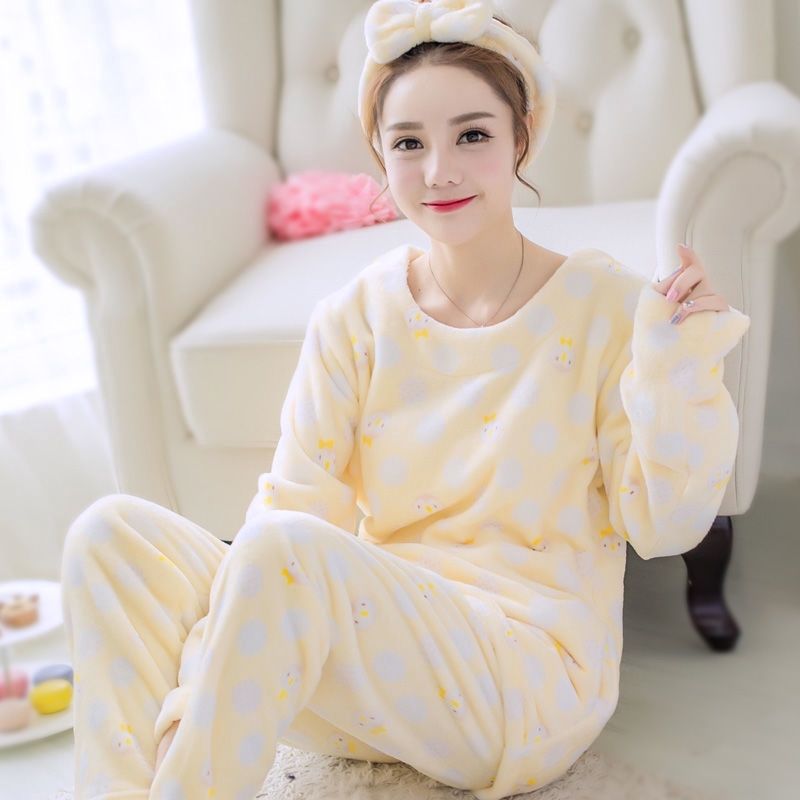 Bộ Đồ Ngủ Dài Tay Bằng Lông Cừu Dày Thời Trang Mùa Đông Ấm Áp Dành Cho Nữ | BigBuy360 - bigbuy360.vn