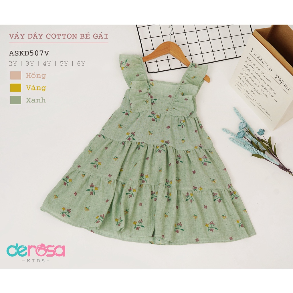 Váy cho bé gái DEROSA KIDS họa tiết hoa nhí chất liệu cotton từ 2 đến 6 tuổi ASKD507