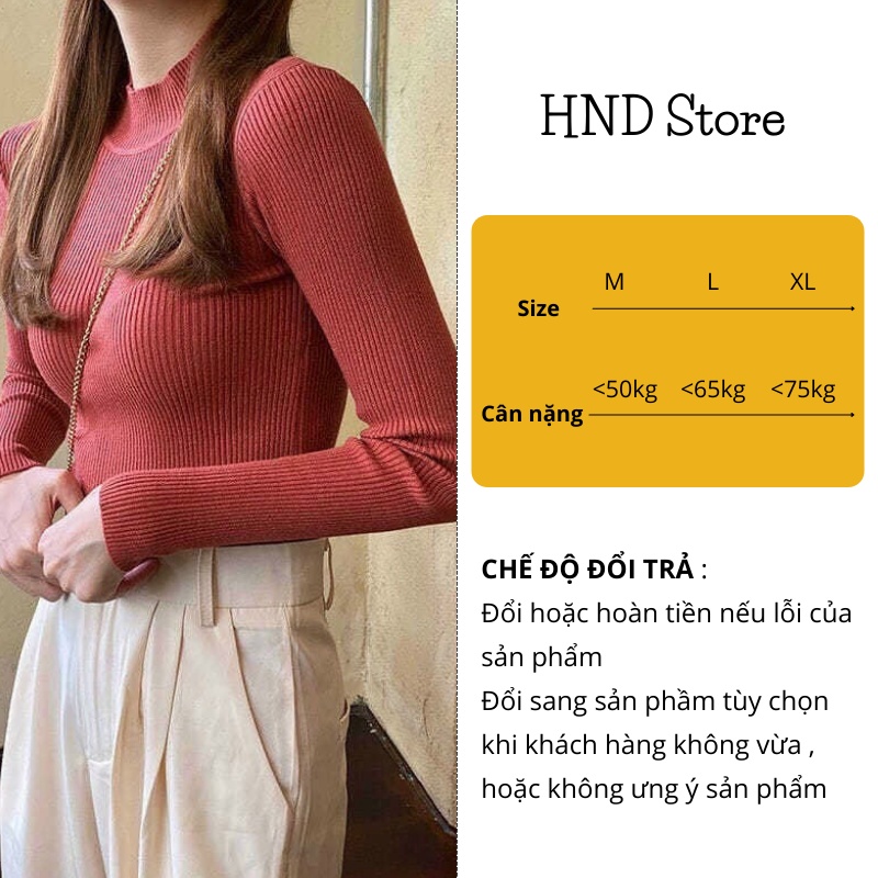 Áo len dài tay dáng ôm màu trơn cổ 3 phân  thời trang thu đông cho nữ HNDAL01 | BigBuy360 - bigbuy360.vn