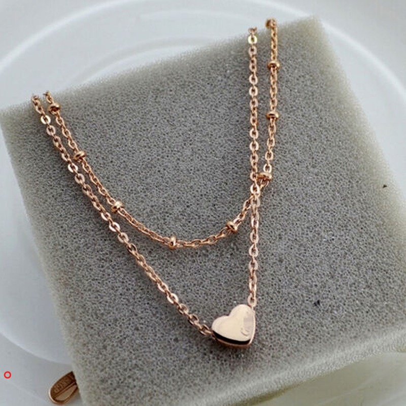 Lắc chân hai lớp mặt hình trái tim phong cách đi biển sành điệu cho nữ