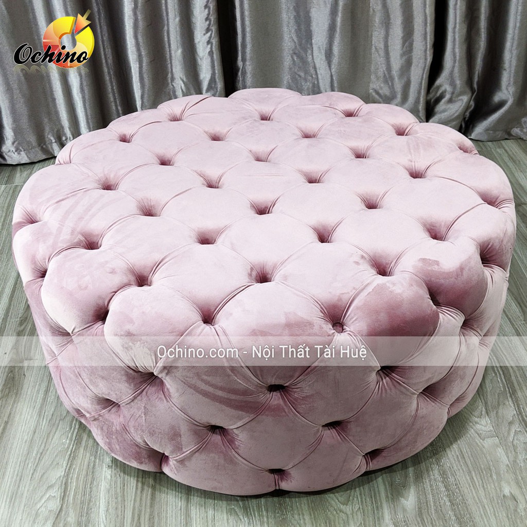 Đôn Nỉ Tròn Sofa, Ghế Đôn Nhún Cổ Điển Cao Cấp Cách Điệu Sang Chảnh Size 1m ( Đủ màu)