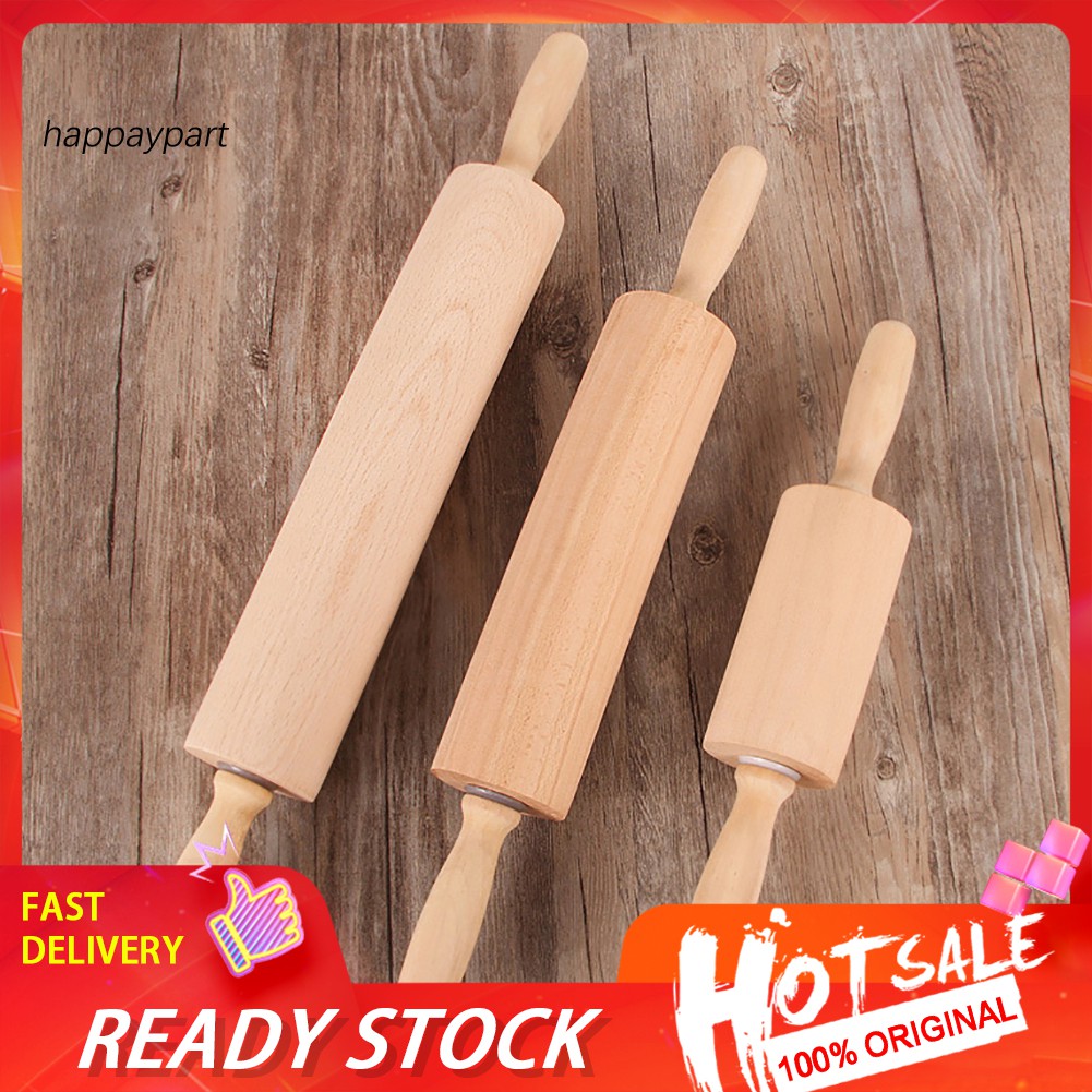 ❂RXJJ❂Wooden Non-Stick Rolling Pin Pastry Flour Cake Dough Roller Kitchen Baking Tool