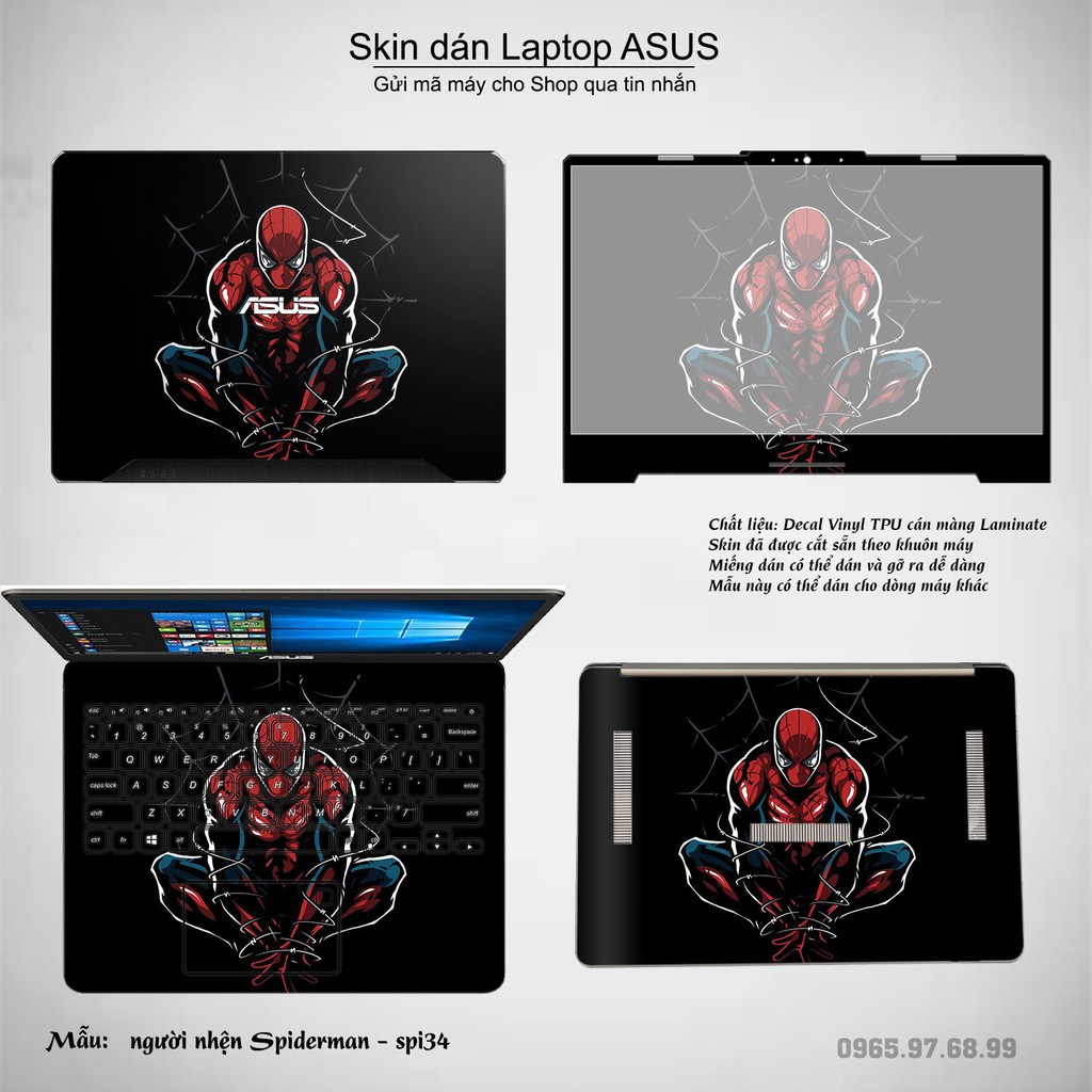 Skin dán Laptop Asus in hình người nhện Spiderman _nhiều mẫu 2 (inbox mã máy cho Shop)