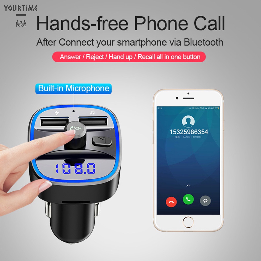 Tẩu sạc nhanh T25 Bluetooth 5.0 FM MP3 cho xe hơi