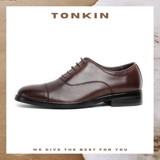 Giày tây nam OXFORD màu nâu, giày nam công sở văn phòng da bò thật màu đen TONKIN
