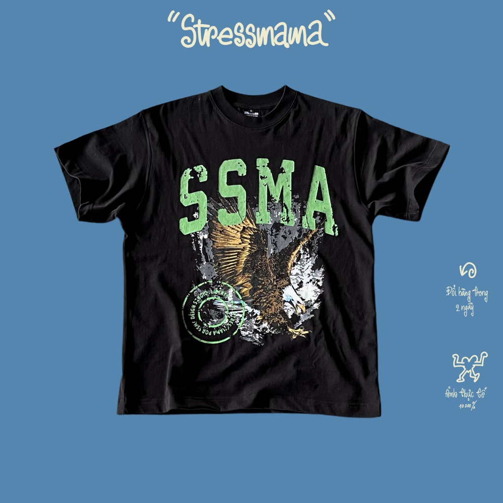 Stressmama Áo thun Liberty T - Shirt Màu Đen Chất Liệu 100% Cotton vài dày 250GSM, in lụa thủ công - Local Brand