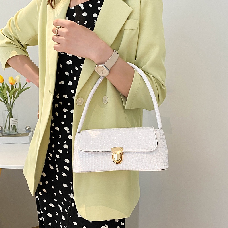 IELGY Túi Đeo Vai Có Khóa Họa Tiết Đá Phong Cách Hàn Quốc Cho Nữ