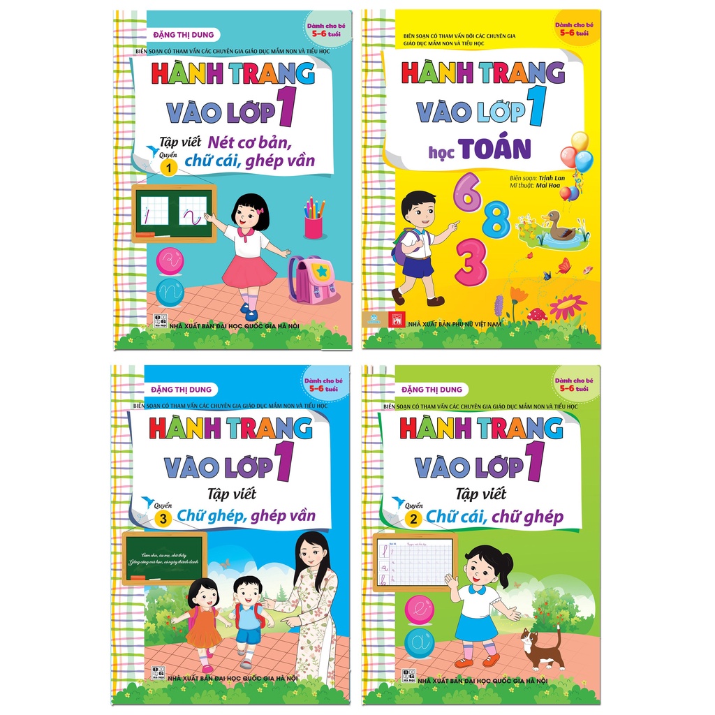 Sách Combo 4 cuốn hành trang vào lớp 1 (Dành cho bé 5 - 6 tuổi) - ndbooks