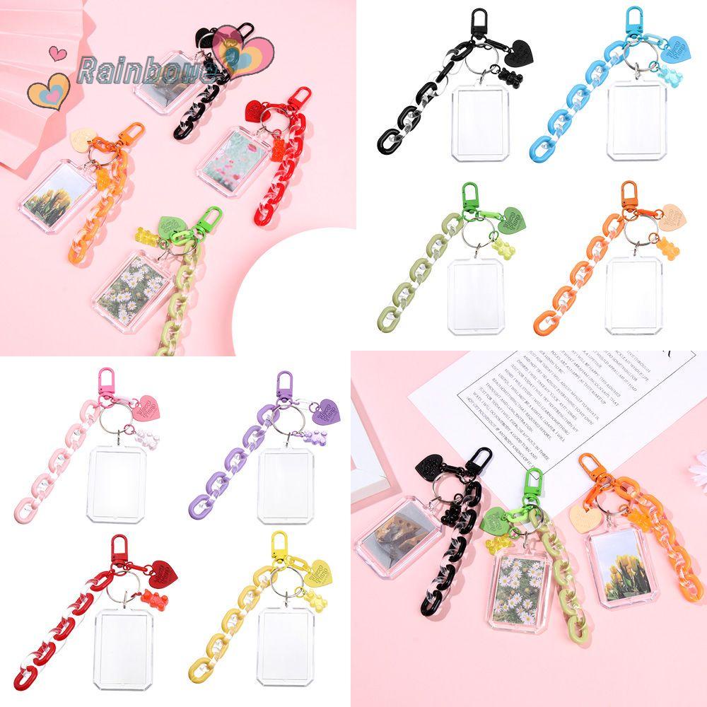 Móc khóa bằng acrylic có giá đỡ để thẻ xe bus/ thẻ ra vào/ ảnh thần tượng trang trí điện thoại/ chìa khóa nhiều màu