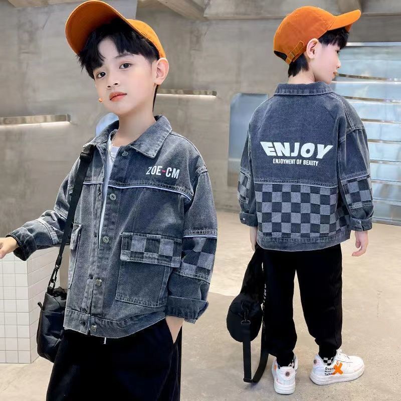 Áo Khoác Denim Thời Trang Xuân Thu Cho Bé Trai