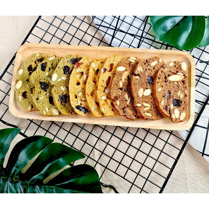 Bánh Biscotti Ăn Kiêng - Bánh Biscotti 3 Vị Macha Chocolate Vani Mix vị Thơm Ngon 400gram