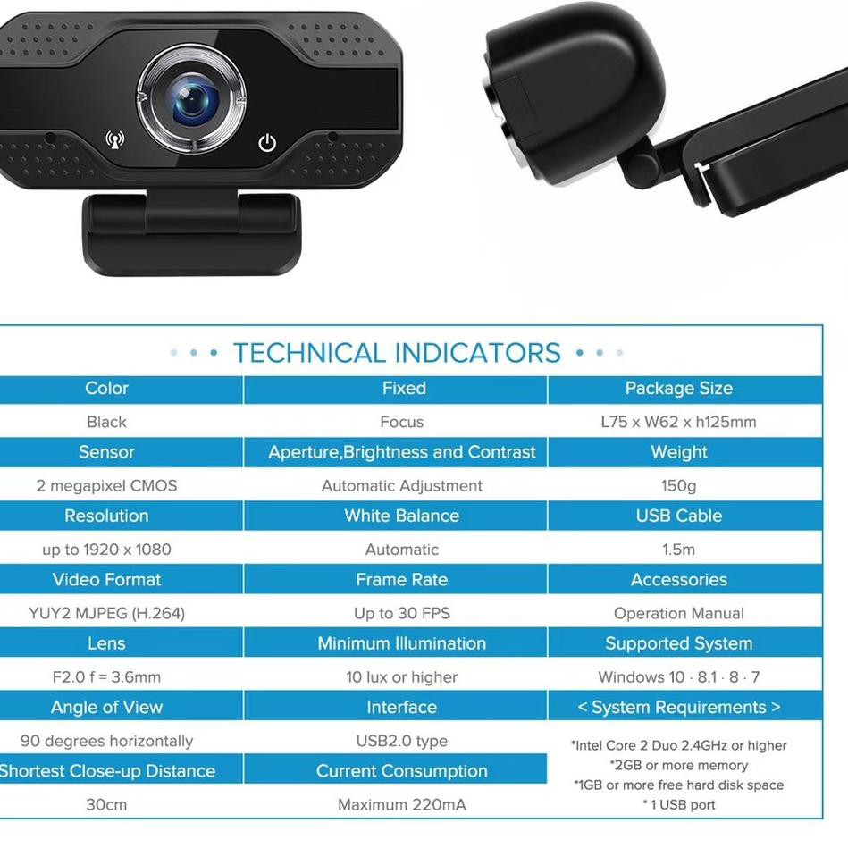 Webcam Full HD 1080P Tích Hợp Micro V8 / laptop / pc