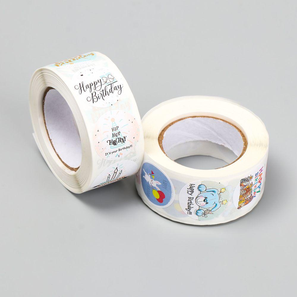 1 Cuộn 500 Nhãn Dán Trang Trí Sổ Tay Sinh Nhật In Chữ Happy Birthday Xinh Xắn