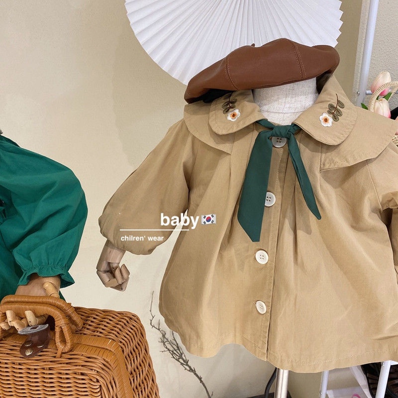 Áo Khoác Dáng Rộng Cổ Búp Bê Thêu Họa Tiết Phong Cách Hàn Quốc Thời Trang Mùa Thu Mới Cho Nữ