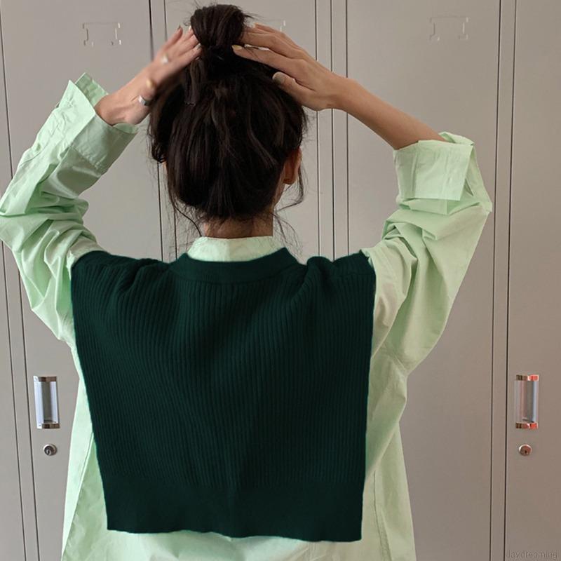 Áo len croptop không tay cổ tròn màu sắc đơn giản dành cho nữ