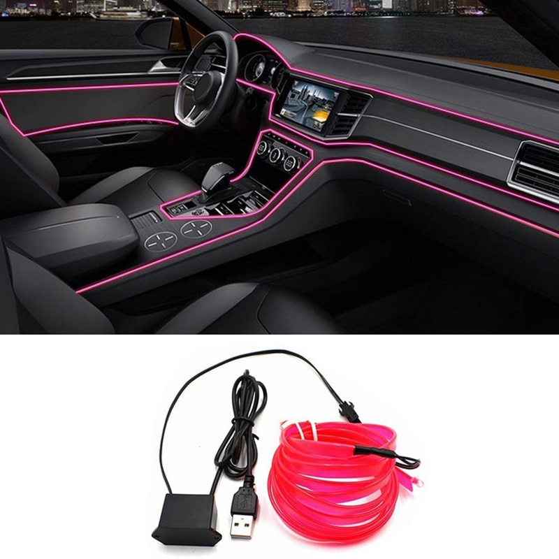 Dây Đèn LED Neon EL RGB Nhiều Chế Độ Cho Xe Hơi