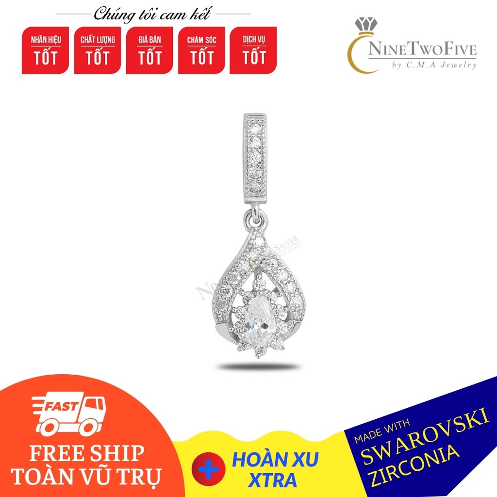 Dây Chuyền Bạc Phủ Rhodium Đính Đá CZ - Dây Chuyền Dew Drop Giọt Sương - NL-ROB102