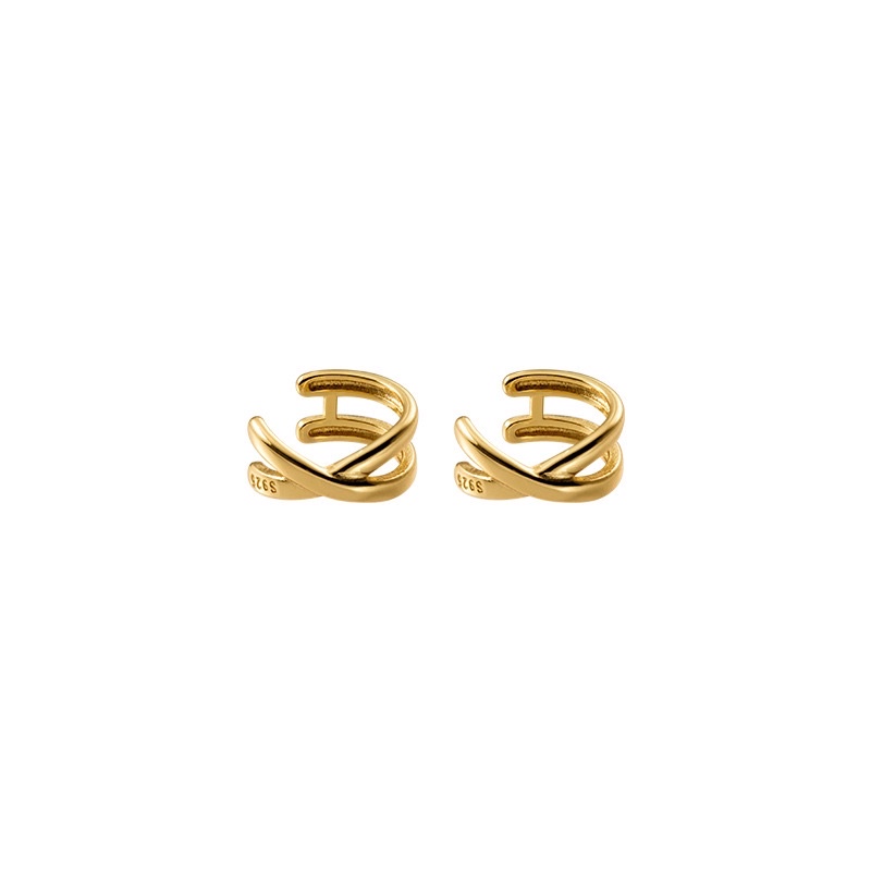 Khuyên kẹp vành chữ X Ear Cuff, bông tai bạc Ý 925 mạ vàng cao cấp DUYSON SILVER [KCXK4]