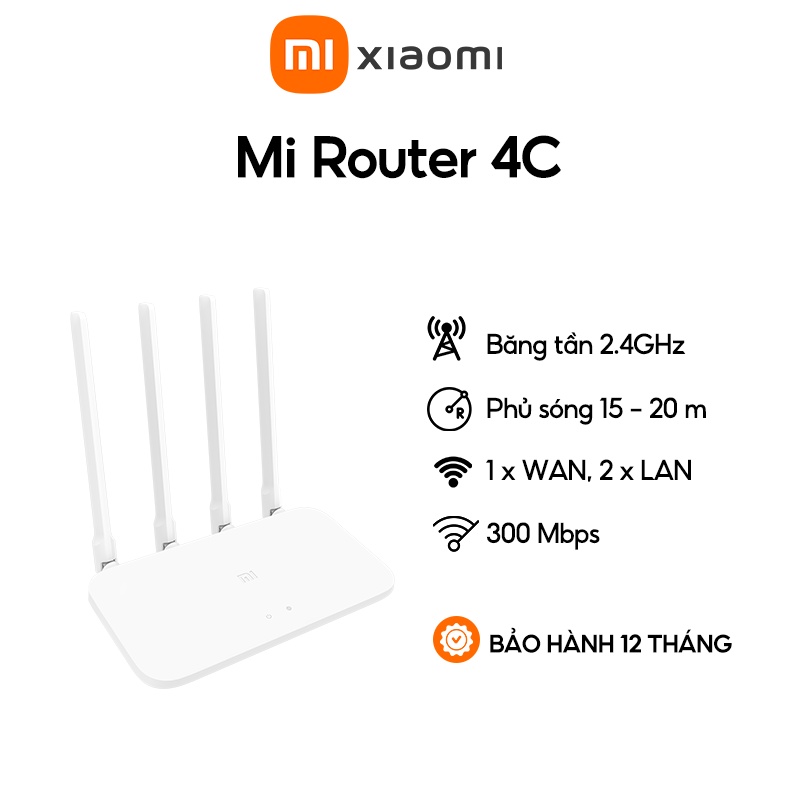 Thiết bị định tuyến mạng không dây Xiaomi Mi Router 4C - Chính hãng