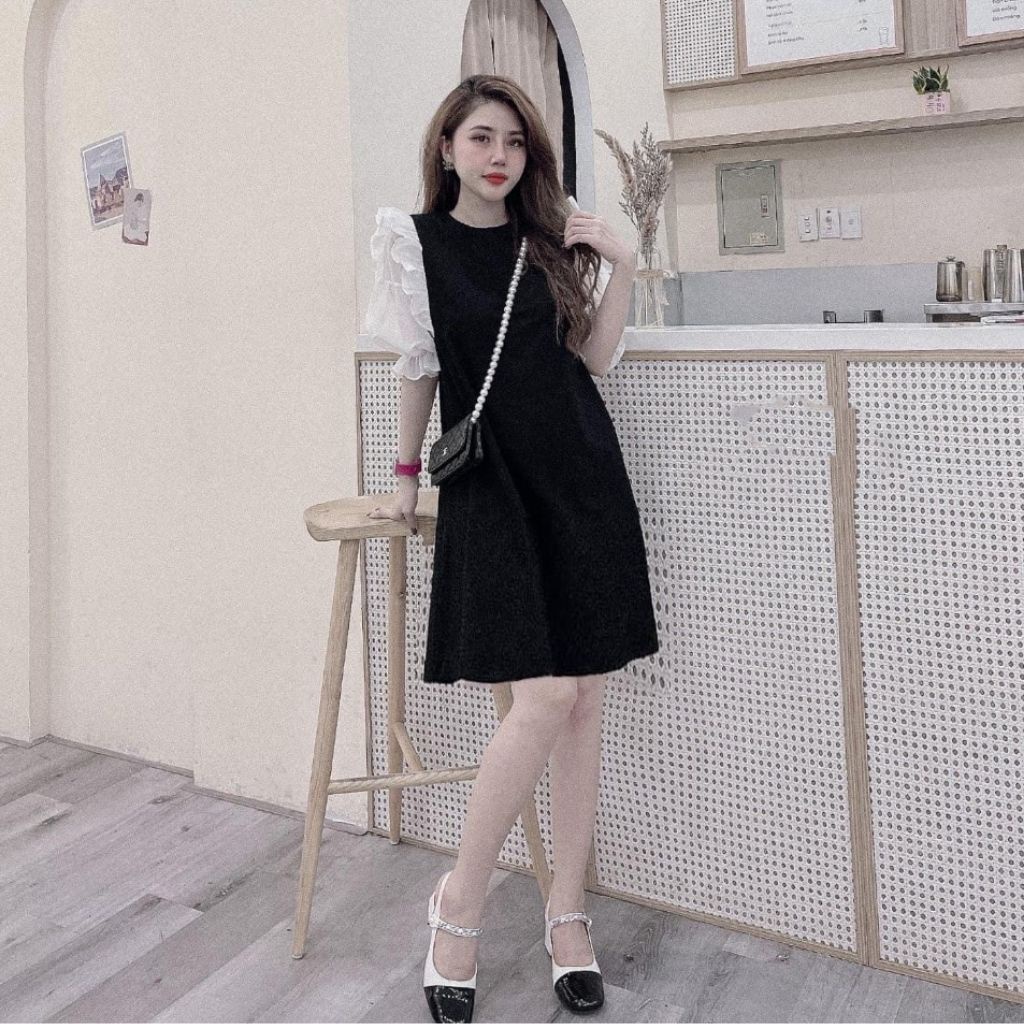 Váy bầu xuông tay bèo thời trang thiết kế MSP380 vải tici mềm mát hàng freesize