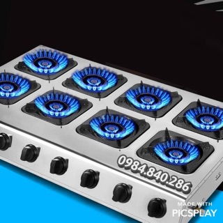 Bếp gas 8 lò - Bếp ga 8 cửa mỳ cay, cơm niêu, bánh xèo (hàng cao cấp)
