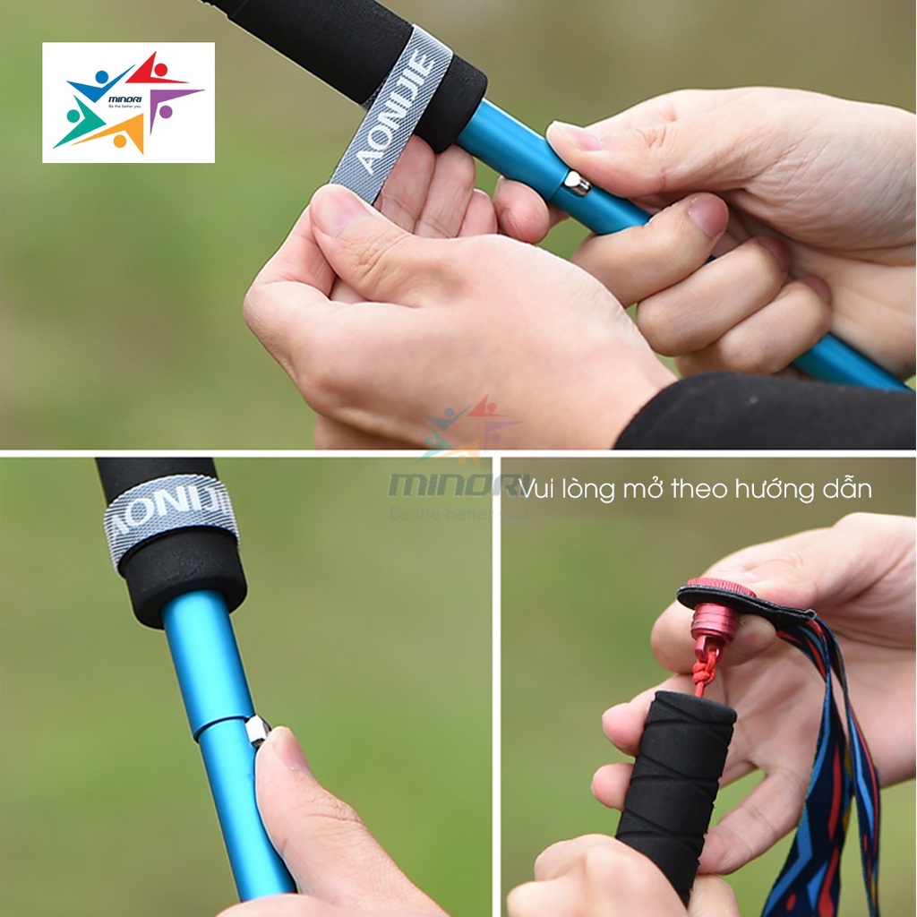 Gậy Leo Núi Chạy Trail CARBON Và Hợp Kim Nhôm Aonijie E4201 Leo Núi Trekking Siêu Nhẹ Chỉ 153g Có Thể Gấp Gọn 4 Khúc