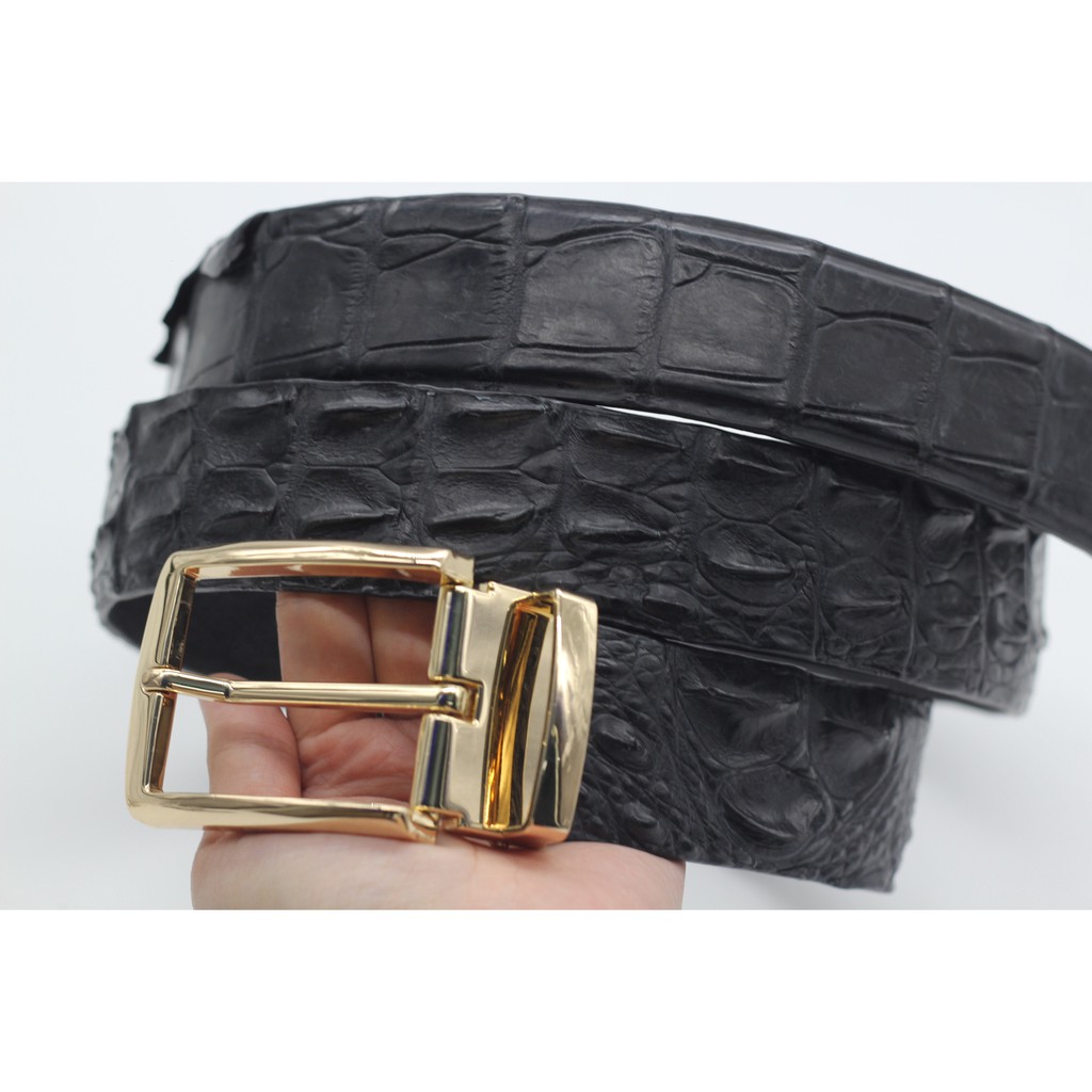 [MÀU ĐEN] DÂY NỊT LƯNG GAI DA CÁ SẤU BẢN LIỀN KHÔNG NỐI 4.0CM, DÂY GAI LƯNG BẢO HÀNH 12 THÁNG, TẶNG MÓC KHÓA CHÂN 50K