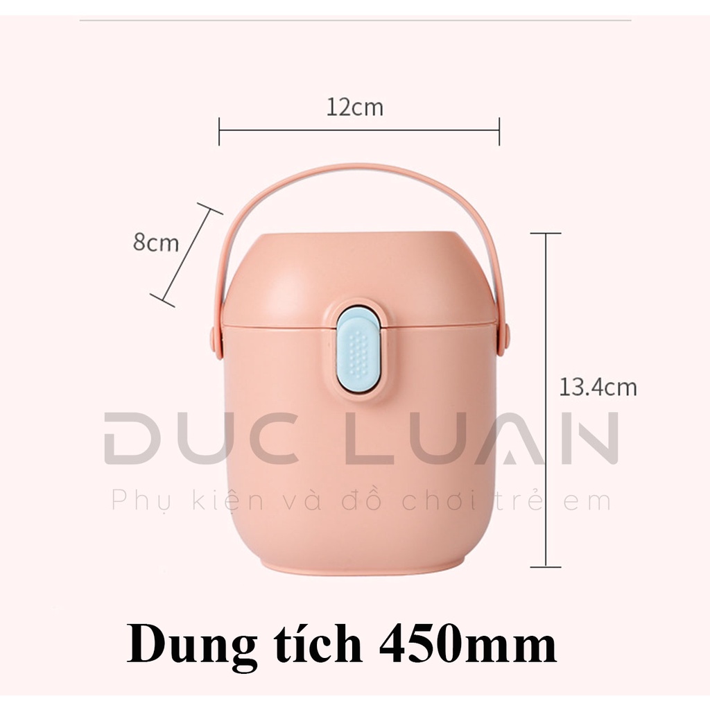Hộp đựng sữa bột kèm thìa cho bé khi đi chơi, du lịch - Hộp đựng đồ ăn dặm - 450mm - chứa 255g sữa