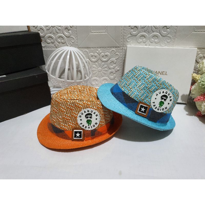 Mũ cói đi biển trẻ em mũ bé trai 2 đên 7 tuổi