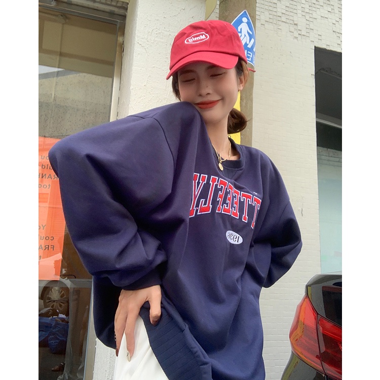 Áo Sweater Tay Dài Dáng Rộng In Chữ Phong Cách Hàn Quốc Retro Cho Nữ 3 Màu Tùy Chọn Xiaozhainv | BigBuy360 - bigbuy360.vn