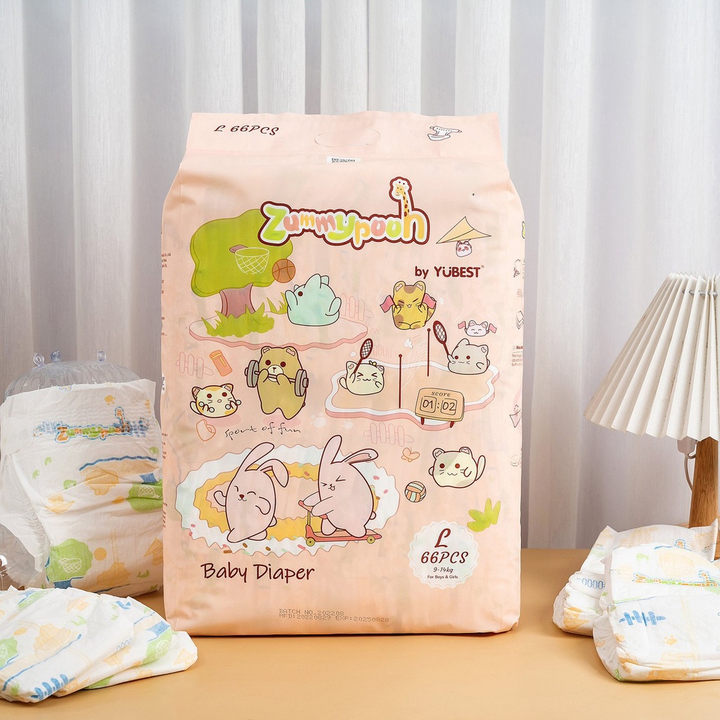 Tã / bỉm ZummyPooh by Yubest dán/quần S80/M72/L66/XL60/XXL56/XXXL52