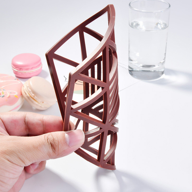 Ossayi Tấm Lót Ly Bằng Silicone Thiết Kế Hình Học Cách Nhiệt Phong Cách Bắc Âu