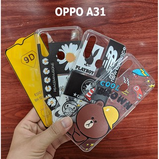 Combo ốp lưng dẻo hoa cúc dán cường lực phủ màn hình Oppo A31