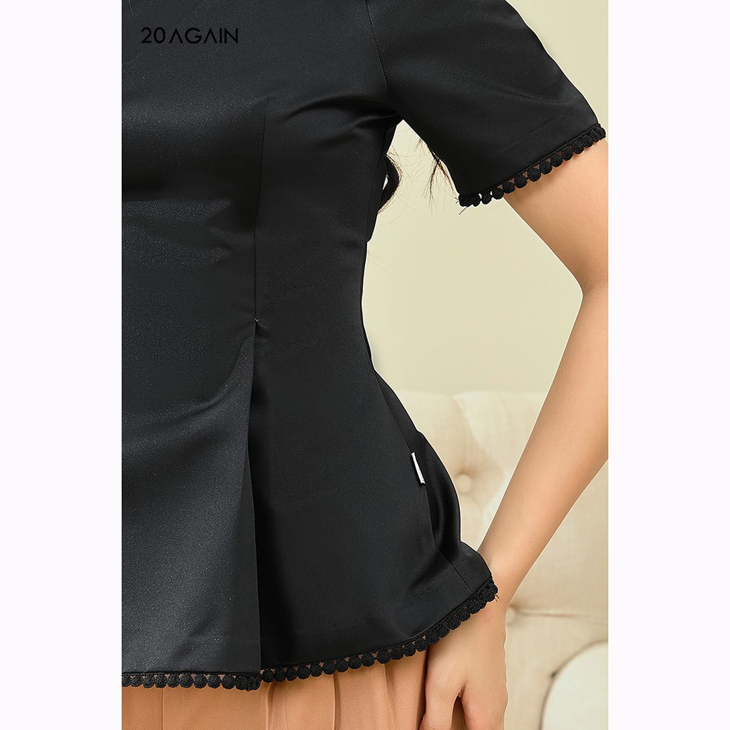 Áo Sơ mi ngắn tay kẹp ren 20AGAIN cổ điển, thanh lịchASA1531