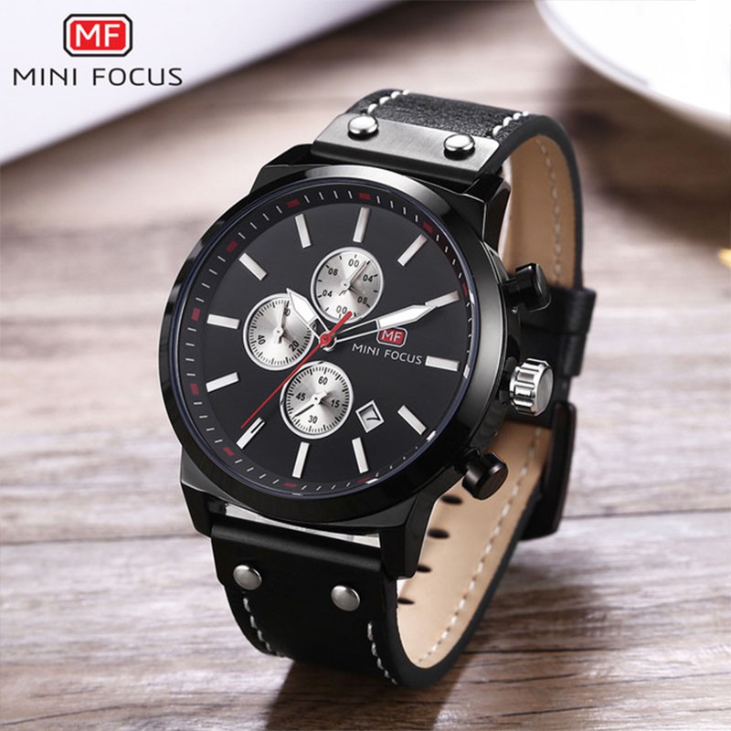 Đồng Hồ Quartz MINI FOCUS Dây Da Chống Thấm Nước Phong Cách Doanh Nhân Cho Nam