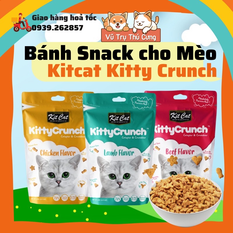Bánh thưởng cho mèo Kit Cat Kitty Crunch 60g, Snack cho mèo mọi độ tuổi