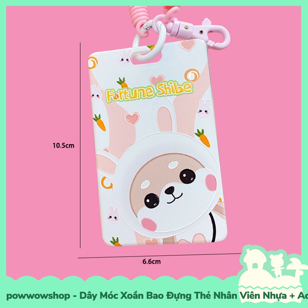 [Sẵn VN - Hỏa Tốc] Dây Móc Khóa Xoắn Lò Xo Bao Đựng Thẻ Nhân Viên Nhựa PC+Acrylic Mẫu Fortune Shibe Shiba Dog
