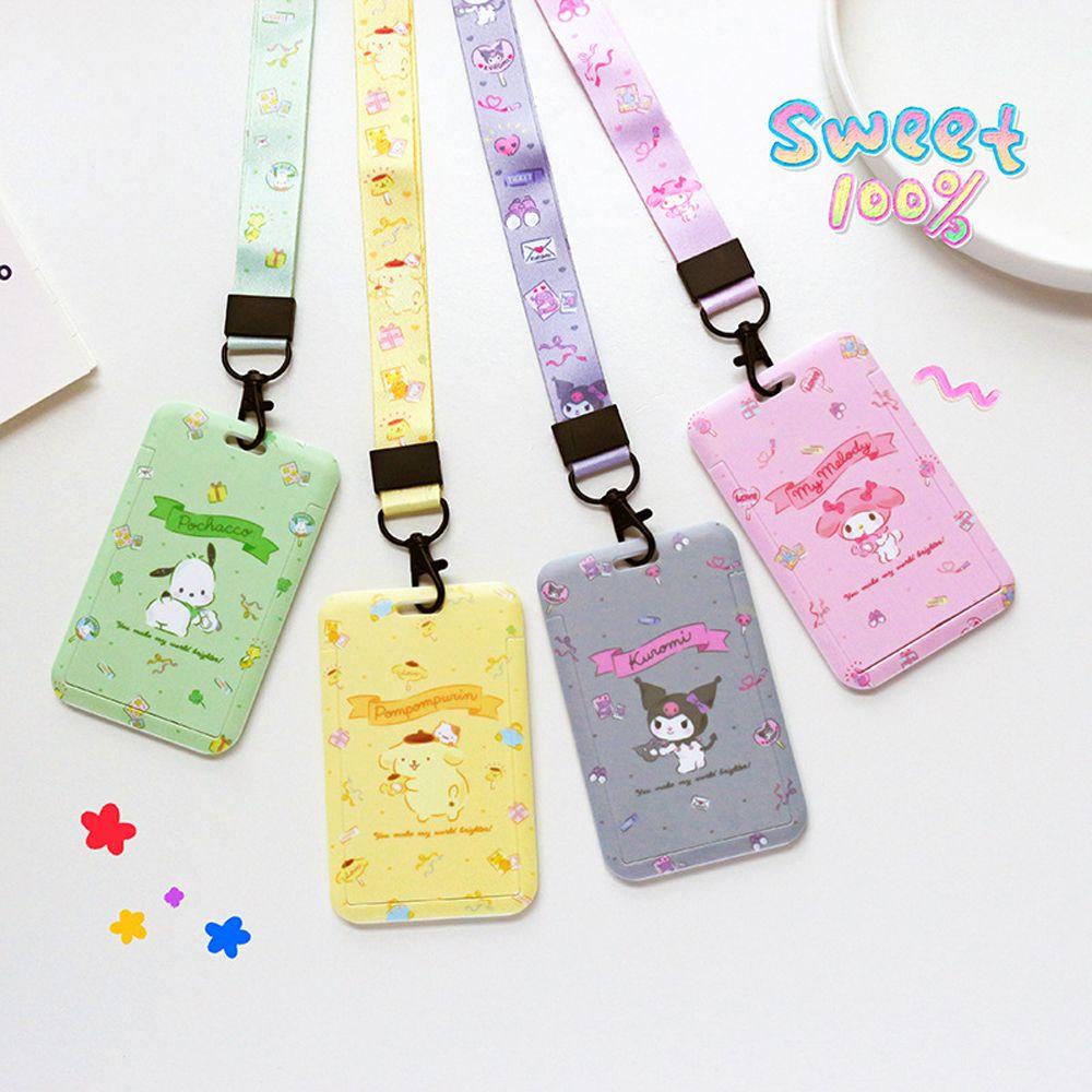 Ví Đựng Thẻ ID Bằng Nhựa Màu Ngà Hoạt Hình Anime Kuromi Melody Cinnamoroll