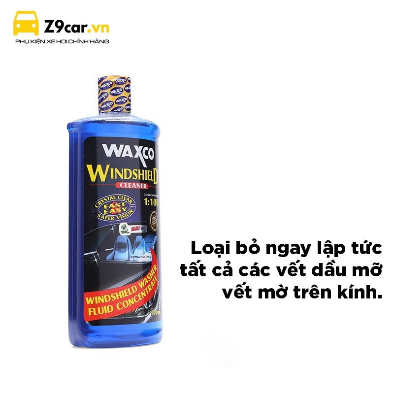 Nước rửa kính ô tô Waxco đậm đặc siêu tiết kiệm Made in Malaysia 500mll