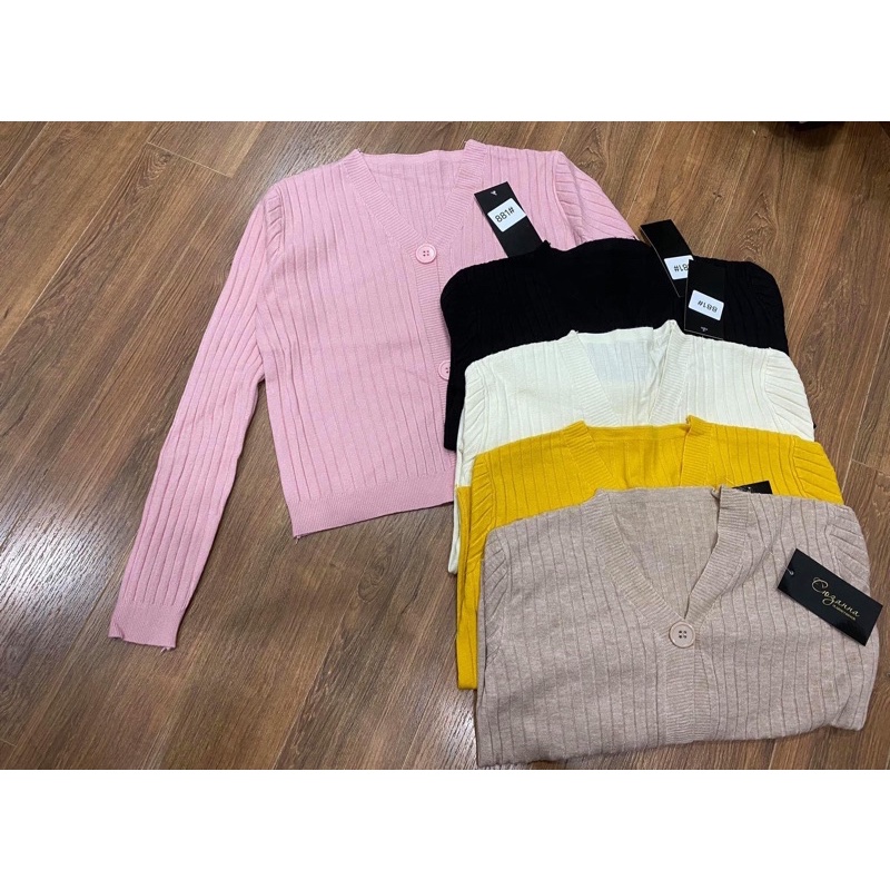 [ Ảnh thật / Hàng có săn ] Áo cardigan len mỏng dài tay cổ chữ V có 3 khuy dọc