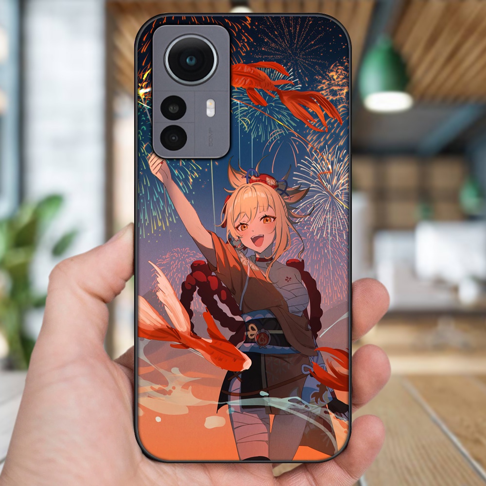 Ốp lưng Xiaomi 12 viền đen in hình Yoimiya Genshin Impact