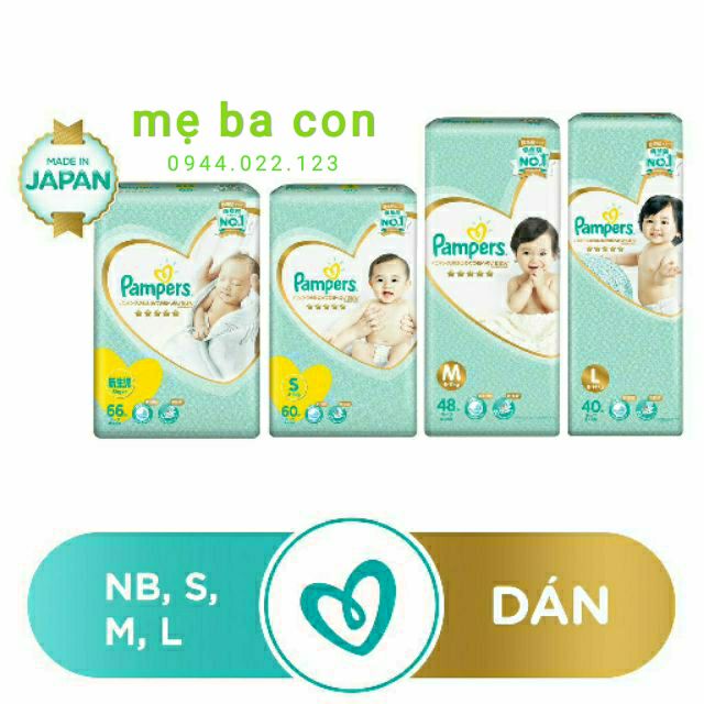 (HÀ NỘI) Tã dán/Tã quần Pampers Nhật NB66,S60,M48/44,L40/34,XL30 mới