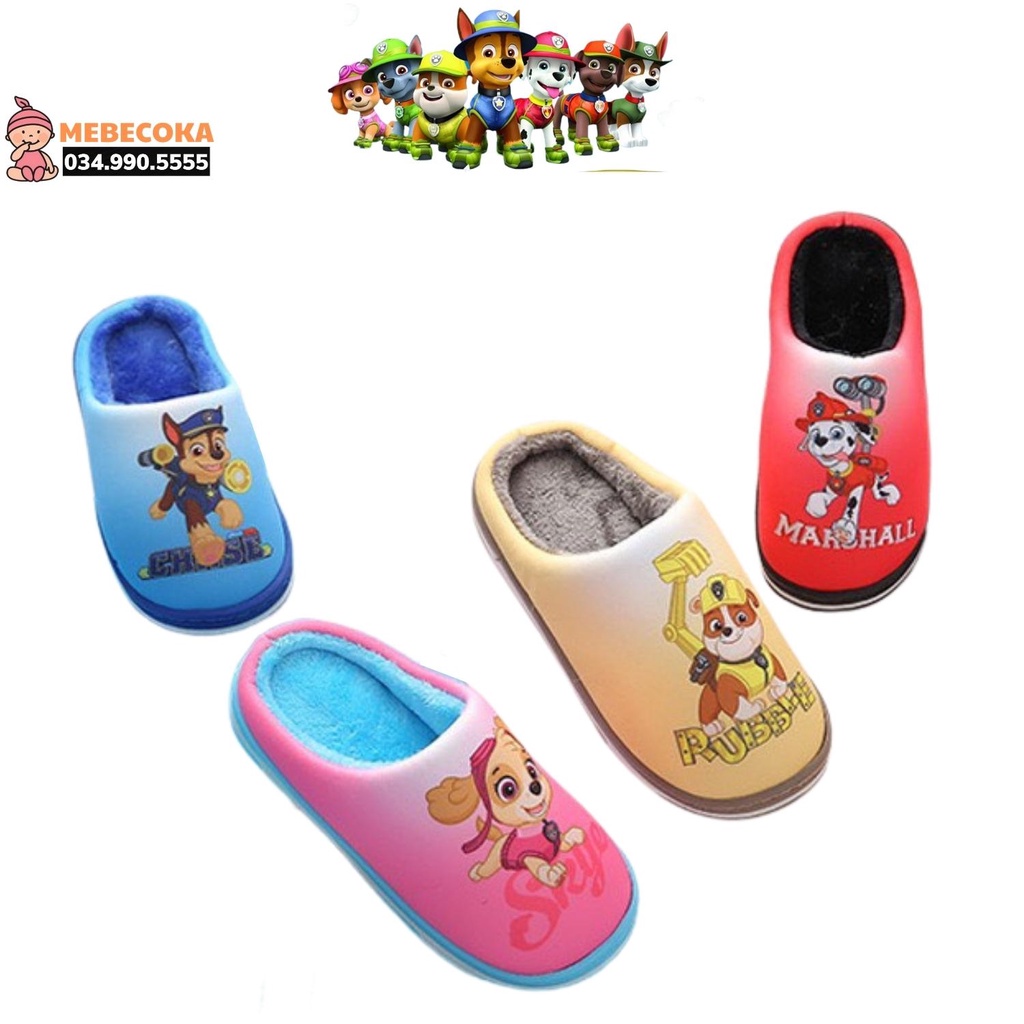 Dép bông cho bé trai,bé gái từ 2-10 tuổi, dép đi trong nhà CAO CẤP hoạ tiết đội chó cứu hộ Pawpatrol