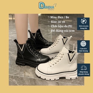 Giày bốt nữ cao cổ buộc dây đế răng cưa 5cm / boot nữ chiến binh đẹp thời trang cá tính phong cách ulzzang-dabeka- bt002