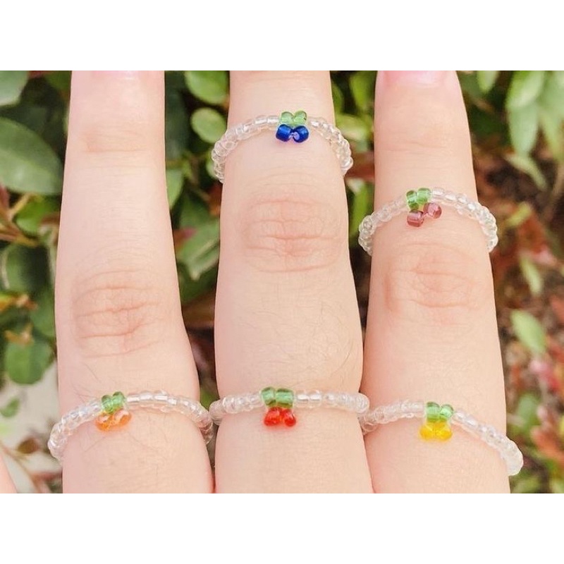 Nhẫn hạt cườm màu trái cây xinh xắn - Handmade