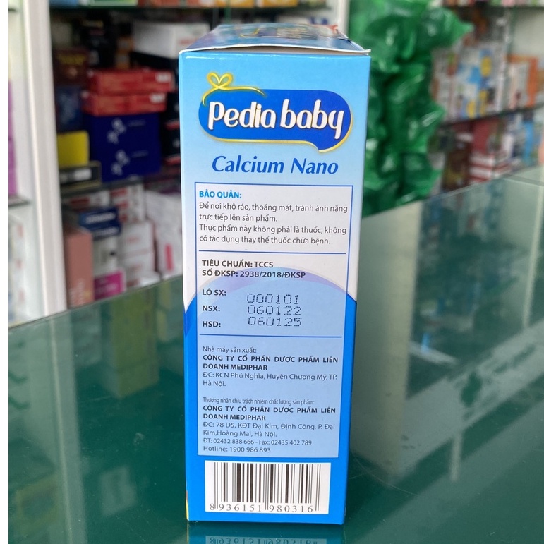 Pediababy Calcium Nano - Hỗ trợ bổ sung canxi và vitamin D3 cho cơ thể giúp tăng chiều cao và phát triển trí não ở trẻ