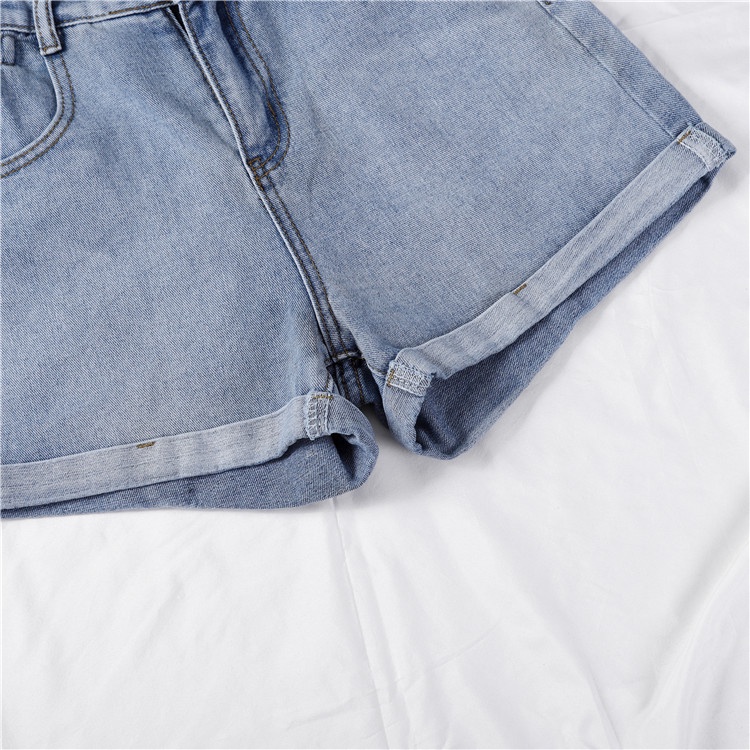 Quần short denim ống rộng lưng cao thời trang mùa hè Hàn Quốc cho nữ