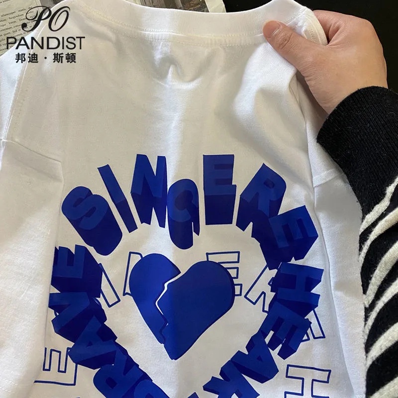 Áo Thun HIIXIIVI 100% cotton Tay Ngắn Cổ Tròn Thời Trang Mùa Hè Phong Cách Hàn Quốc Mới 2022