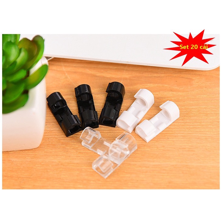 Set 20 nẹp dán tường cố định dây điện, cáp sạc chống rối