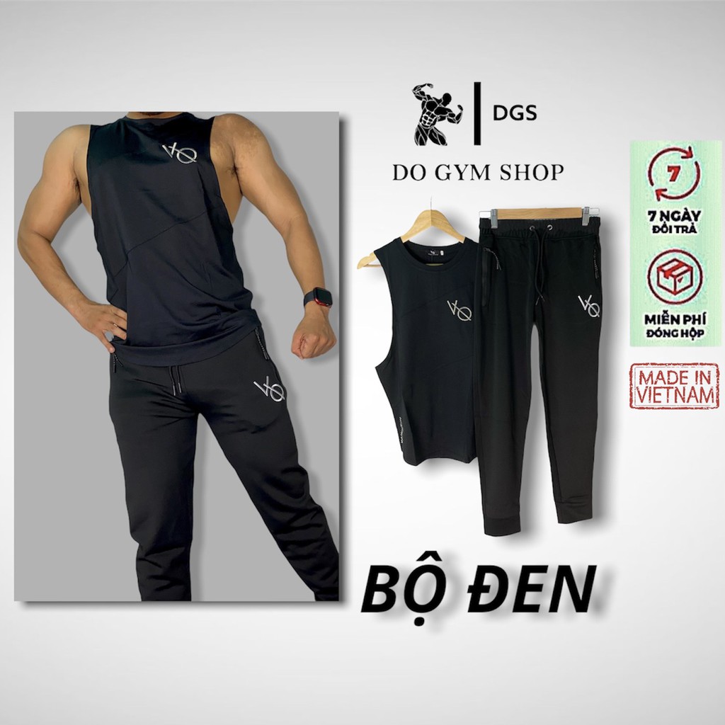 Bộ đồ thun nam thể thao DO GYM SHOP form thể thao, thun co giãn 4 chiều thoáng mát, logo thêu không bông tróc